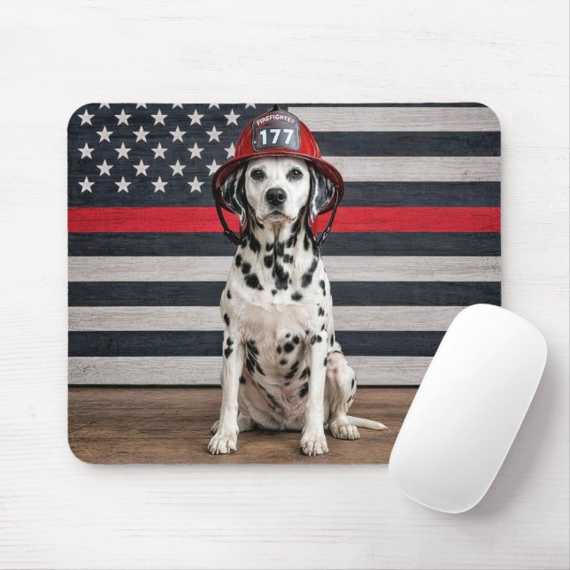 Alfombrilla De Ratón Perro dálmata con casco de bombero (Con ratón)