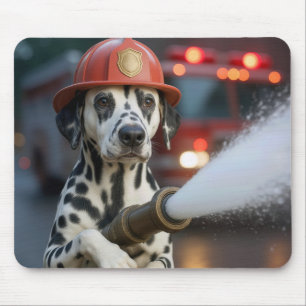 Alfombrilla De Ratón Perro Dalmata Con una Manguera de Incendios