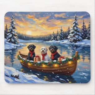 Alfombrilla De Ratón Perro de Agua Portugués Navidad Barco Fiesta