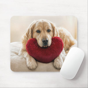 Alfombrilla De Ratón Perro de aguas retriever dorado con una almohada d