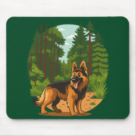 Alfombrilla De Ratón Perro de aventura Pastor Alemán en el bosque