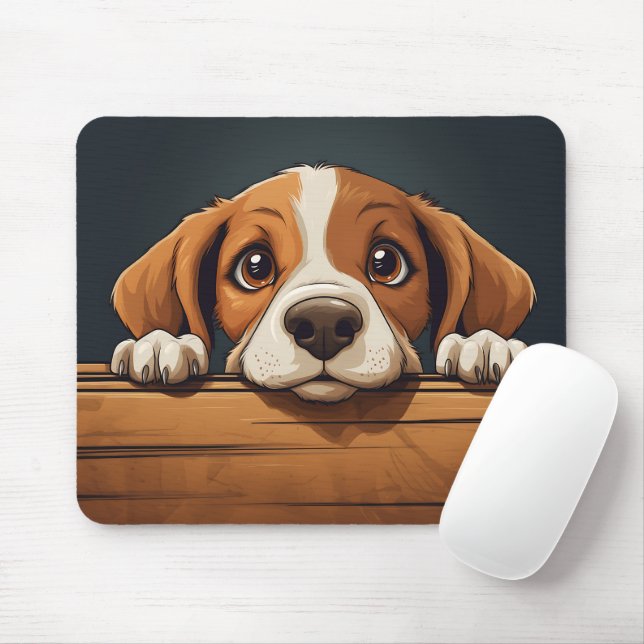 Alfombrilla De Ratón Perro de Beagle Cute Peeking (Con ratón)
