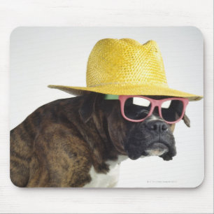 Alfombrilla De Ratón Perro de boxeo con gorra y gafas
