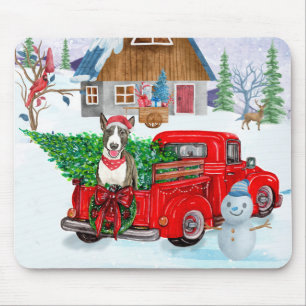 Alfombrilla De Ratón Perro de Bull Terrier en Navidades Viernes Camión