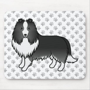 Alfombrilla De Ratón Perro de dibujos animados Bi-Black Shetland Sheepd