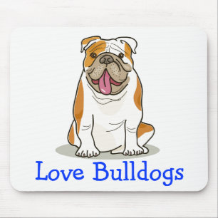 Alfombrilla De Ratón Perro de dibujos animados Bulldog inglés amoroso