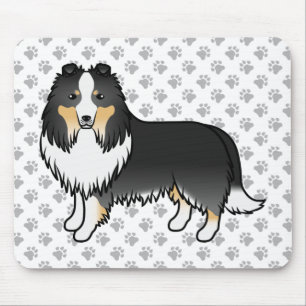 Alfombrilla De Ratón Perro de dibujos animados de oveja Shetland tricol