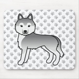 Alfombrilla De Ratón Perro de dibujos animados lindo Husky Siberiano pl