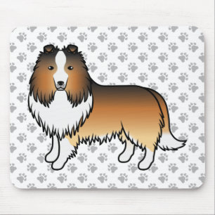 Alfombrilla De Ratón Perro de dibujos animados Sable Shetland Sheepdog 
