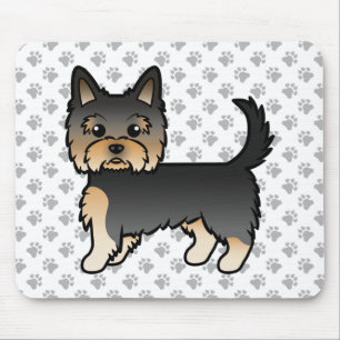 Alfombrilla De Ratón Perro De Dibujos Animados Yorkshire Terrier Negro 