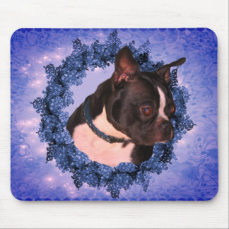 Alfombrilla De Ratón Perro de flores de Boston Terrier