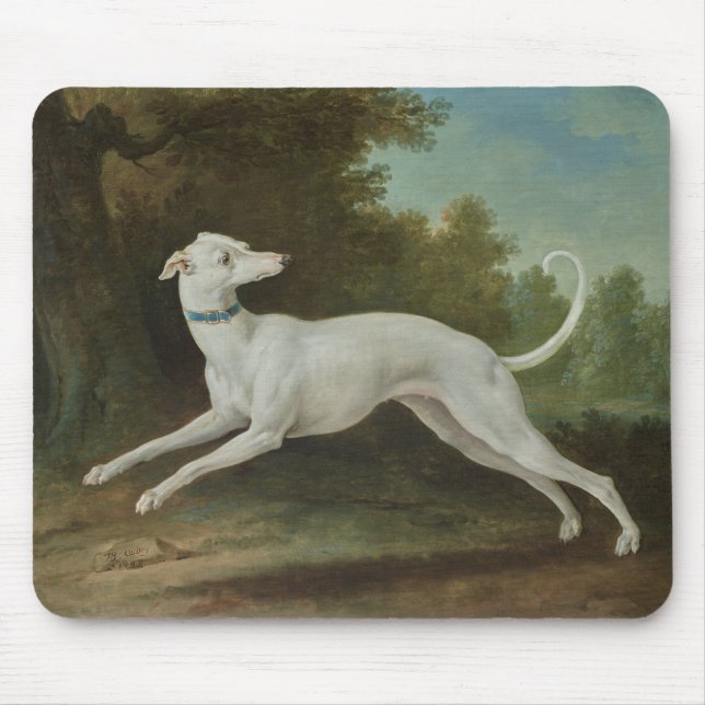 Alfombrilla De Ratón Perro de Greyhound blanco (por Jean-Baptiste Oudry (Frente)