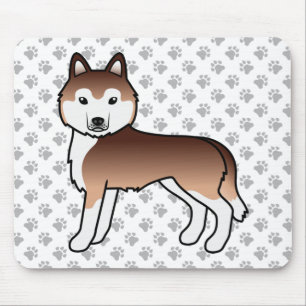 Alfombrilla De Ratón Perro de la caricatura siberiana Husky Cute, cobre