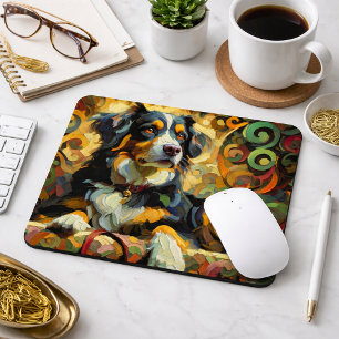 Alfombrilla De Ratón Perro de montaña bernés Impresionista Colorido