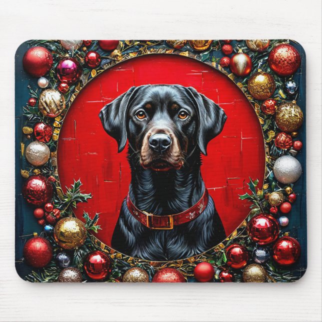 Alfombrilla De Ratón Perro de Navidad adorable (Frente)