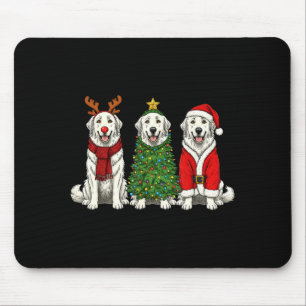 Alfombrilla De Ratón Perro de Navidad Retro Pirineos Grandes Santa Reno