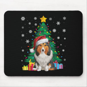 Alfombrilla De Ratón Perro de oveja de árbol de navidad dulce brillante