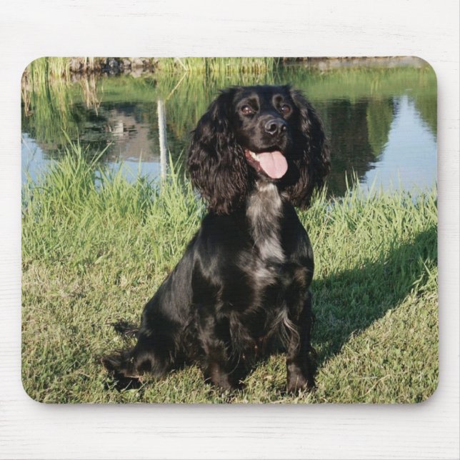 Alfombrilla De Ratón Perro de perrito negro de cocker spaniel (Frente)