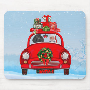 Alfombrilla De Ratón Perro de perro caniche en auto con Santa Claus