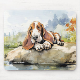 Alfombrilla De Ratón Perro de perro de perro de perrito de Basset Relaj