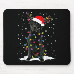 Alfombrilla De Ratón Perro de pijama de luz de árbol de Navidad Labrado