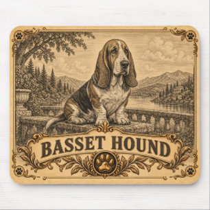 Alfombrilla De Ratón Perro de raza Basset Hound, perro vintage de heren