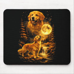 Alfombrilla De Ratón Perro de raza Retriever Dorado Luna Llena Arte Per
