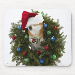 Alfombrilla De Ratón Perro de Shiba Inu que lleva el gorra de Santa que