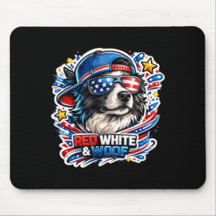 Alfombrilla De Ratón Perro divertido de raza border collie rojo blanco