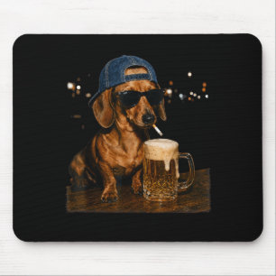 Alfombrilla De Ratón Perro divertido salchicha bebiendo cerveza perro g
