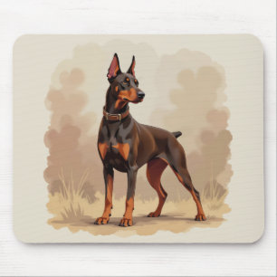 Alfombrilla De Ratón Perro Doberman Pinscher Marrón Óxido Rojo