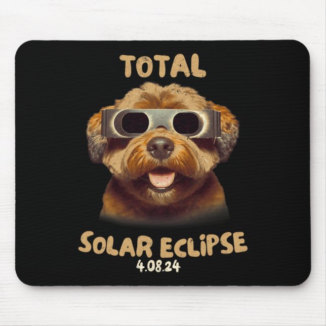 Alfombrilla De Ratón Perro Eclipse Con Gles De Eclipse Solar (Frente)