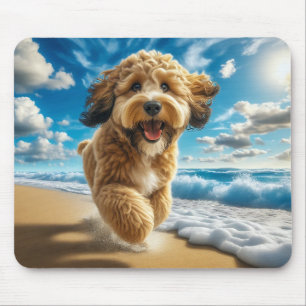 Alfombrilla De Ratón Perro en la verja de la playa