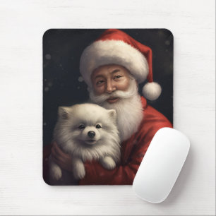 Alfombrilla De Ratón Perro Esquimal Americano con Papá Noel Festivo de 