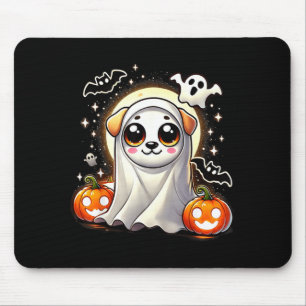 Alfombrilla De Ratón Perro Fantasma De Cachorro Adorable Con Calabazas