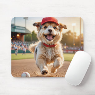 Alfombrilla De Ratón Perro feliz con gorra de béisbol