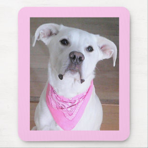 Alfombrilla De Ratón Perro feliz lindo con ojos conmovedores 40 rosados