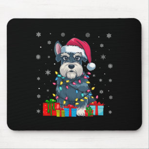Alfombrilla De Ratón Perro Feo Navidad enciende Santa Hat Schnauzer Dog