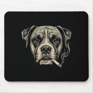Alfombrilla De Ratón Perro fumando cigarrillo divertido Boxer perro Mem