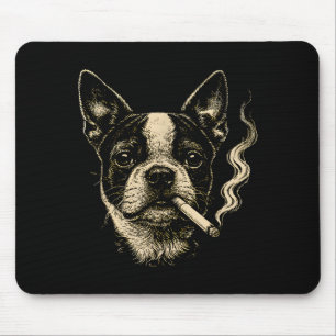Alfombrilla De Ratón Perro fumando cigarrillo divertido meme de Boston