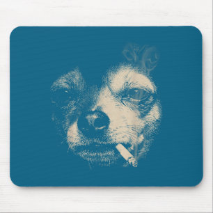 Alfombrilla De Ratón Perro fumando cigarrillo divertido meme de Chihuah