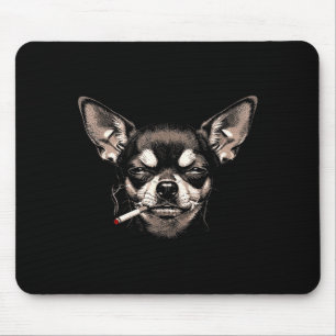 Alfombrilla De Ratón Perro fumando cigarrillo divertido meme de Chihuah