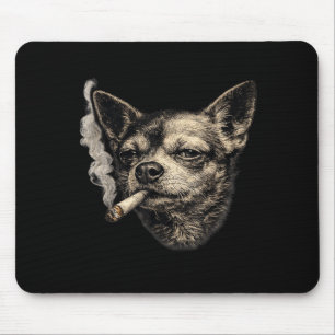 Alfombrilla De Ratón Perro fumando cigarrillo divertido meme de chihuah