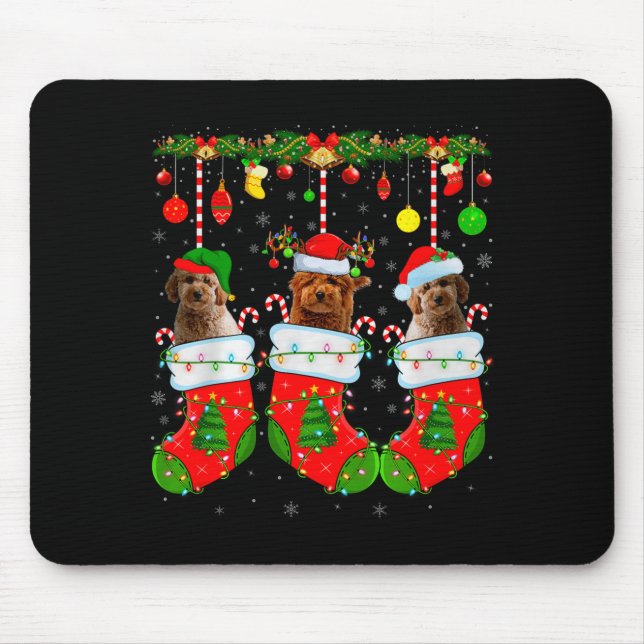 Alfombrilla De Ratón Perro Goldendoodle con calcetines de Navidad Perro (Frente)