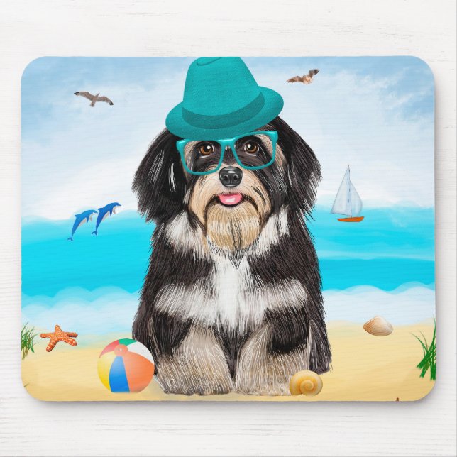 Alfombrilla De Ratón Perro Havanés en la Playa (Frente)
