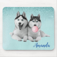 Perro Husky Siberiano Chicle Azul Burbuja