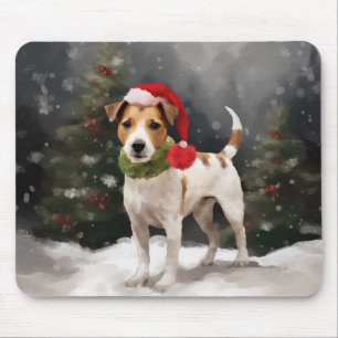 Alfombrilla De Ratón Perro Jack Russell en Navidad con Nieve