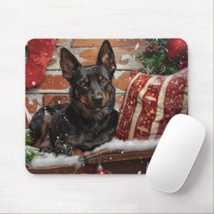 Alfombrilla De Ratón Perro Kelpie Australiano Navidad Festiva