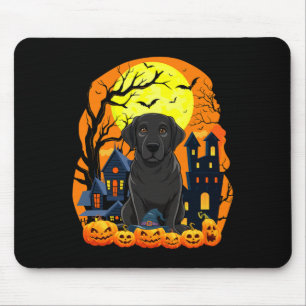 Alfombrilla De Ratón Perro Labrador Negro Con Calabazas Divertido Espel