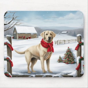Alfombrilla De Ratón Perro Labrador Retriever en la nieve Navidad